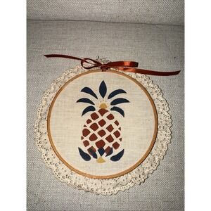 Vintage Painted Handmade Colorful Pictures Hoop Lace Framed